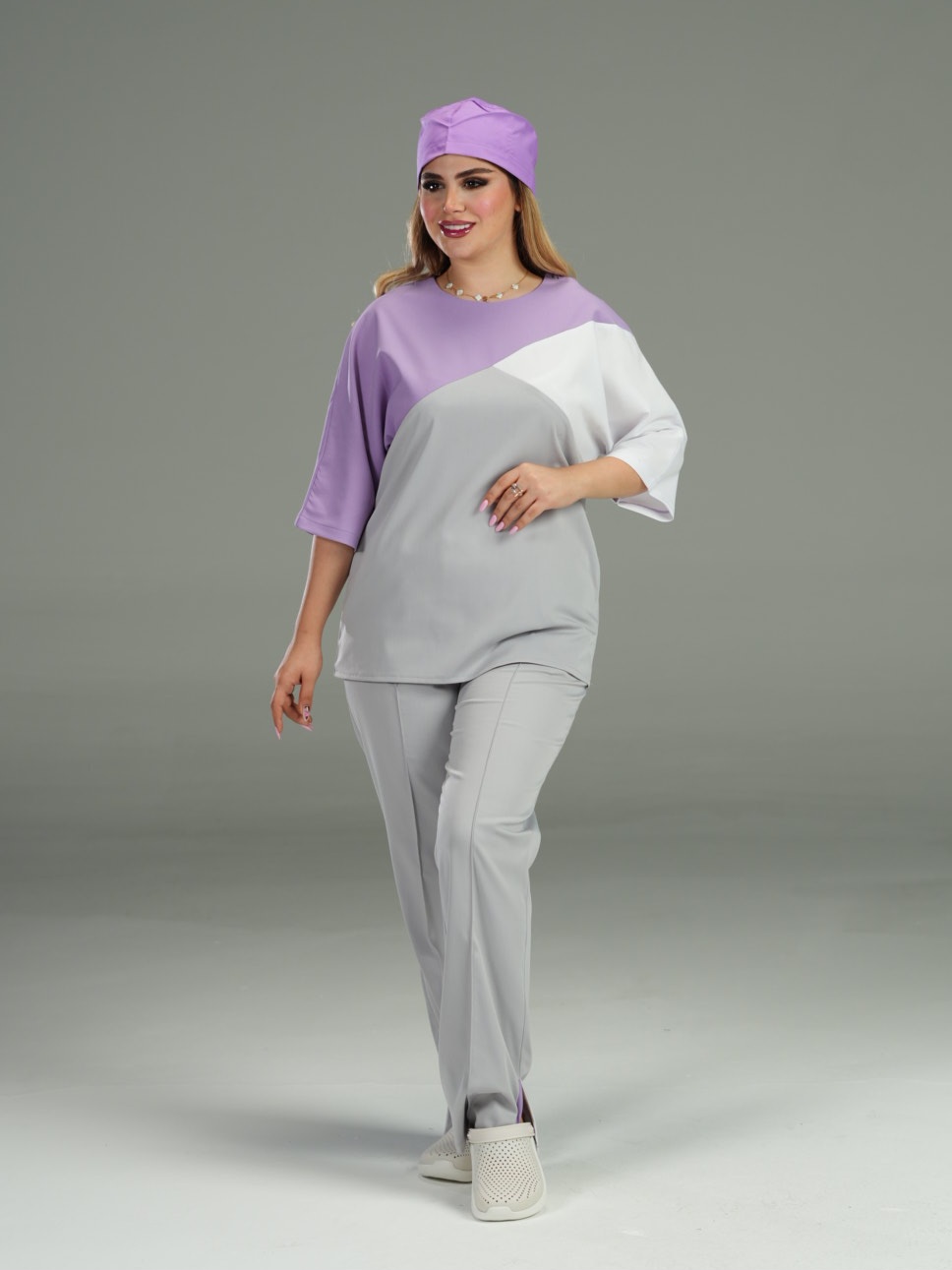 مدل آتریسا اسکراب و شلوار (رنگ طوسی روشن)